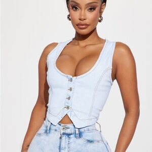 Light Blue Denim Vest Top